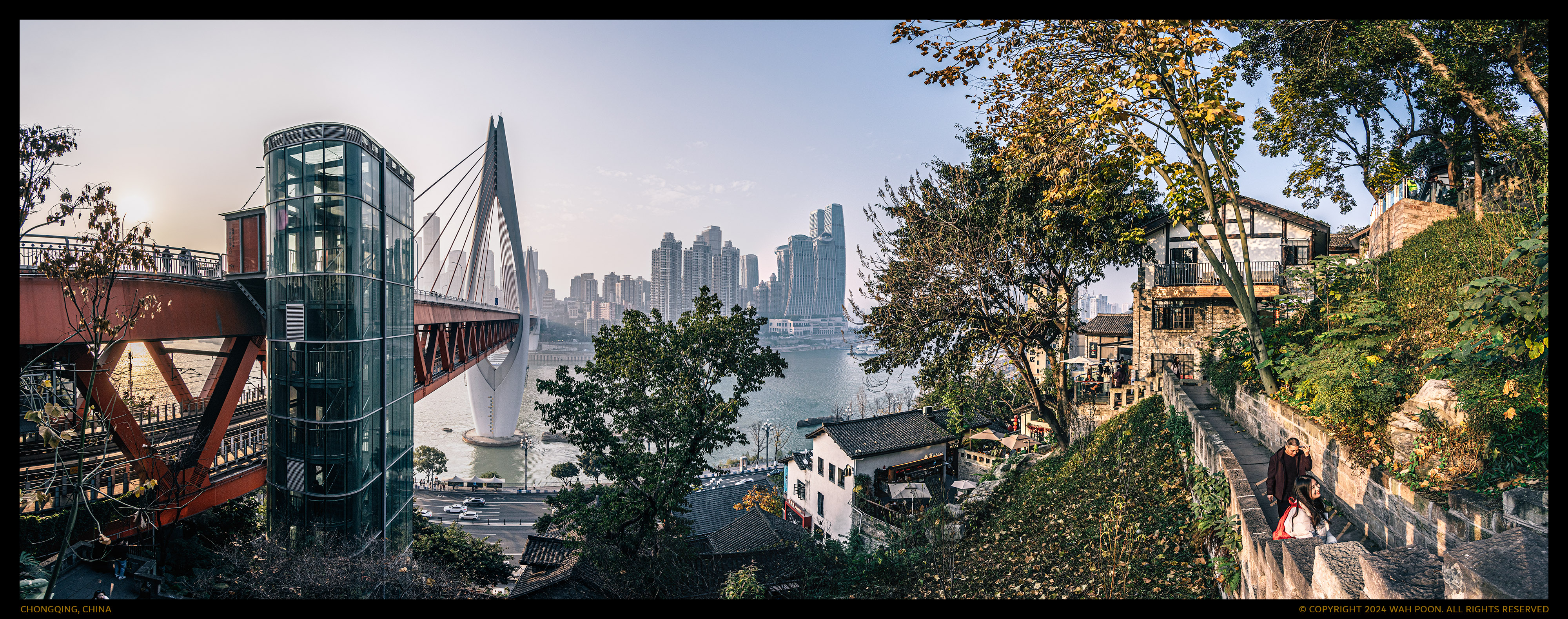 Chongqing 220 degree mountain city panorama